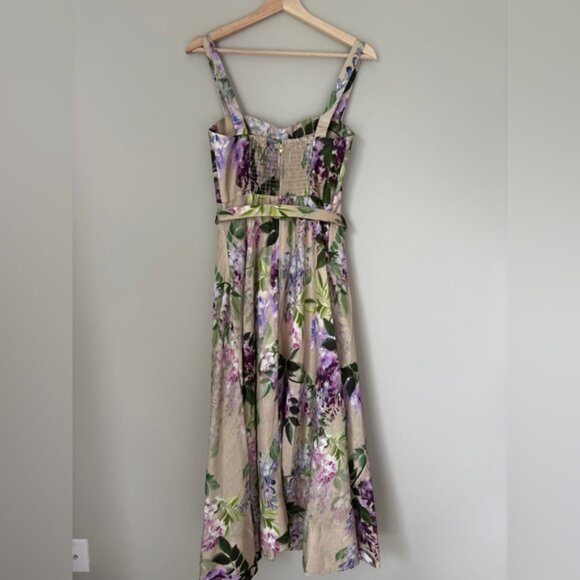 NEW Cara Cara Calypso Belted Midi Dress Wisteria Ginger Root Floral | US 4 UK 8 - Picture 8 of 14